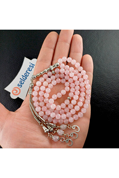 Selderesi Pembe Kuvars 6mm Doğaltaş 99luk Namaz Tesbihi 6mm Dua Zikir Tesbihi 99 Lu