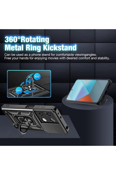 m.tk moveteck Poco X6 Pro 5g Kılıf Darbeye Dayanıklı Tam Koruyucu Kamera Korumalı Sürgülü Zırh Tank Armor Kapak