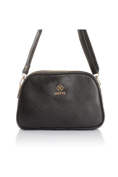 Getcho Metta Women's Black Cross Strap Shoulder Bag Zippered Snap Fastener Multi-Compartment Suitable for Daily Use