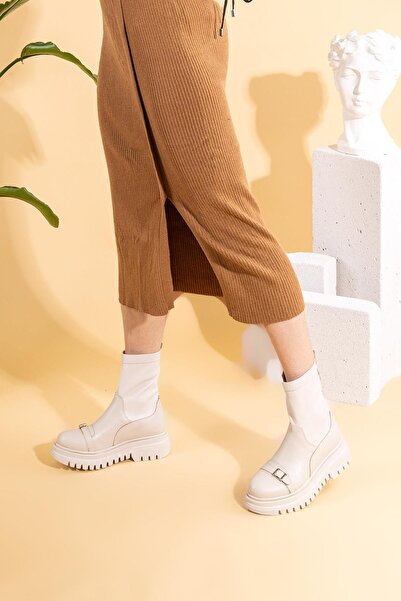 Getcho Venog Жіночі боти з пряжкою, бежеві