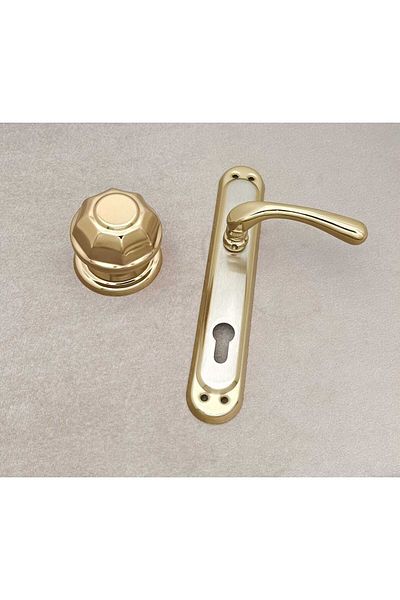 KOLDOOR Kumru Titanium Satin Mirrored Yale Steel Door Handle + Door Father 1 Set