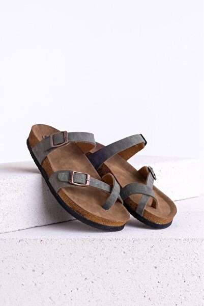 Getcho Benard Γυναικεία Πράσινα Καθημερινά Σανδάλια Διπλή Πόρπη Γνήσιο Suede Εμφάνιση Ταινία Ανατομική Σόλα Καλοκαιρινό Μοντέλο