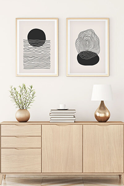 huhuli طقم لوحات حديثة بإطار خشبي huhu138