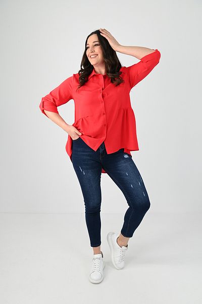 Koza Butik Women's Large Size Frill Detailed Shirt 1720-24
