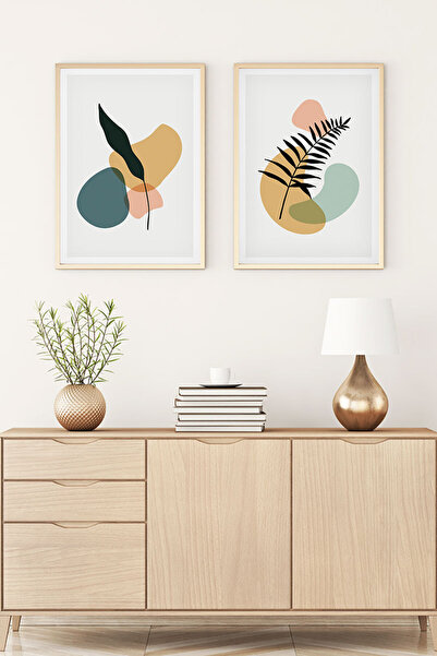 huhuli طقم لوحات حديثة بإطار خشبي huhu124