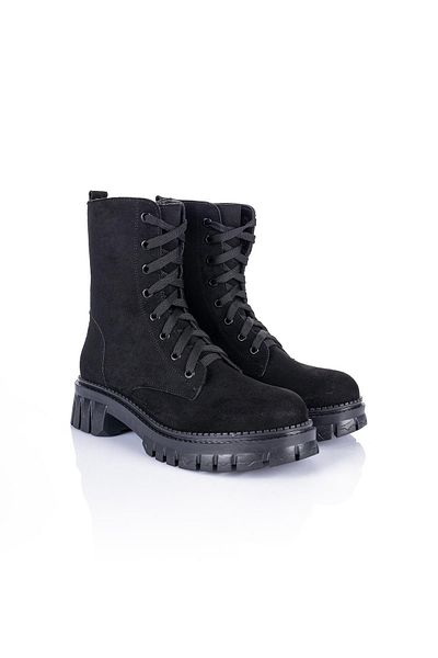 Getcho Γυναικείες Suede Μαύρες Μπότες Arina