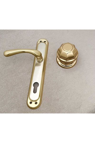 KOLDOOR Kumru Titanium Satin Mirrored Yale Steel Door Handle + Door Father Left Push One Way