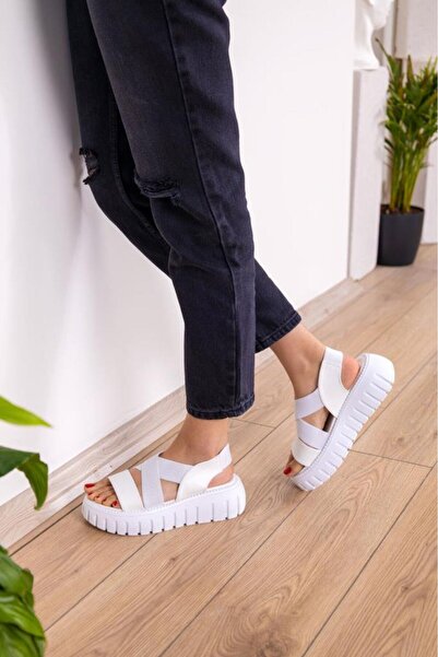 Getcho Γυναικεία πέδιλα Velcro Ardeka White |   Ελαφριά καλοκαιρινά παπούτσια με χοντρή σόλα |   Μοντέλο καθημερινού αθλητικού στυλ