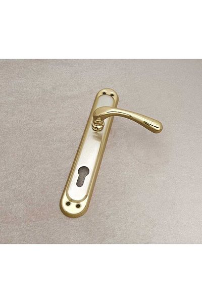 KOLDOOR Kumru Titanium Satin Mirrored Yale Steel Door Handle + Door Father 1 Set