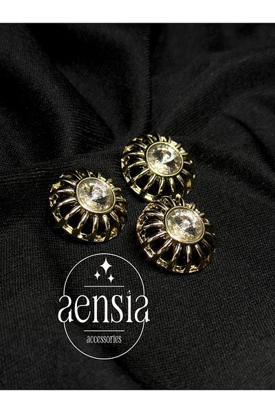 aensia قفص ذهبي وردي مع زر معدني مرصع بالأحجار في المنتصف وزر سترة Pinterest وزر 2.29 سم - 3 قطع