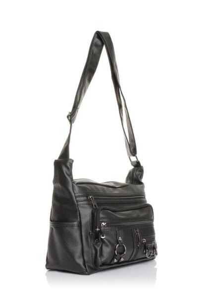 Getcho Koven Wash Leather Black Women's Crossbody Bag Multi-Compartment Lightweight Shoulder Bag for Daily Use