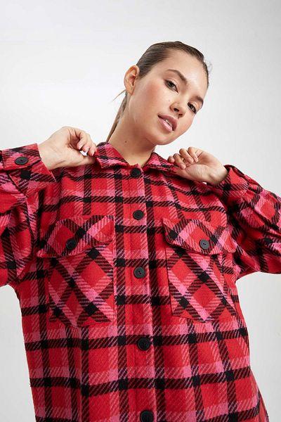 DeFacto Relax Fit Checked Tweed Long Sleeve Tunic Y9942az22wn