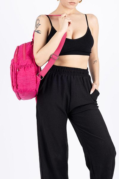 Getcho Eslera Women's Pink Crinkle Backpack – Lightweight, Multi-Pocket, Suitable for Daily and School Use