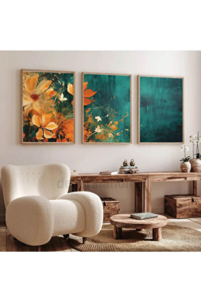 Dekorsiahome Комплект картини с дървена рамка „Оранжево листо“