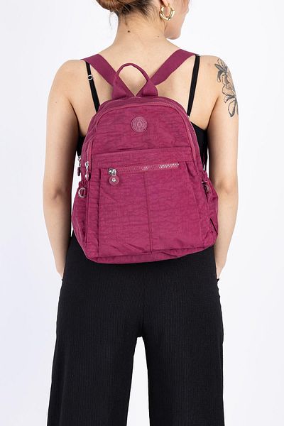Getcho Eslera Women's Burgundy Crinkle Backpack – Lightweight, Multi-Pocket, Suitable for Daily and School Use