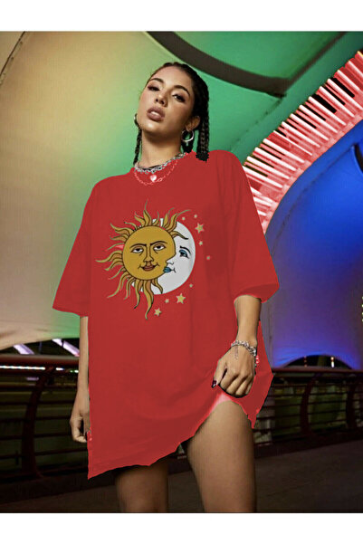 arıkoğlu kumaşçılık Tricou de damă din bumbac pieptănat cu imprimeu Sun Moon ...