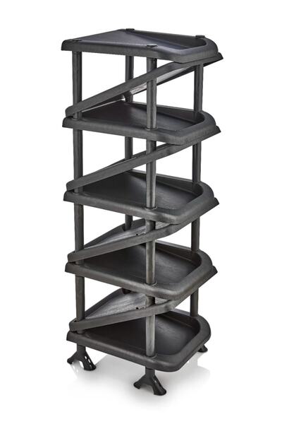 5DM 5 Katlı Zikzak Ayakkabılık Plastik-siyah