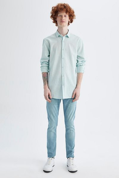 DeFacto Slim Fit Long Sleeve 100% Cotton Shirt R1680az23sp