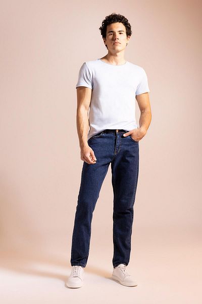 DeFacto Slim Fit Crew Neck Basic κοντό μανίκι 100 βαμβακερό μπλουζάκι M4789az23sm