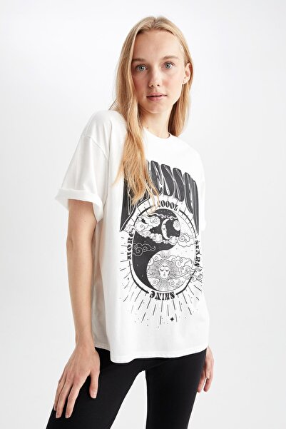 DeFacto Coool Loose Fit Printed Short Sleeve 100% Cotton T-Shirt Z2174az23sm