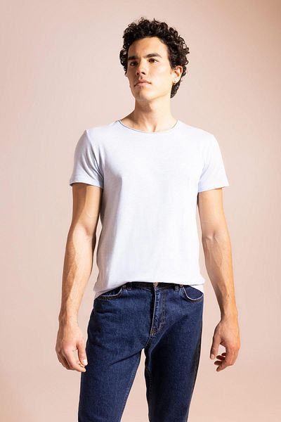 DeFacto Slim Fit Crew Neck Basic κοντό μανίκι 100 βαμβακερό μπλουζάκι M4789az23sm