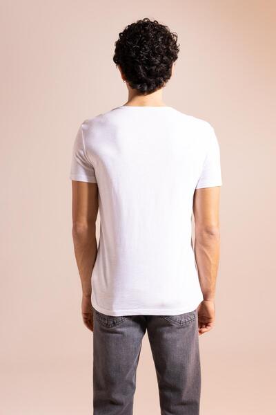 DeFacto Slim Fit V-Neck Basic Short Sleeve 100 Cotton T-Shirt M4791az23sm