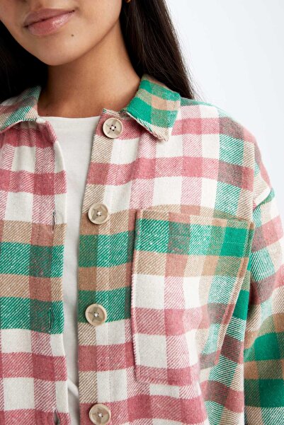 DeFacto Relax Fit Checked Flannel Long Sleeve Shirt Tunic Y9945az22au