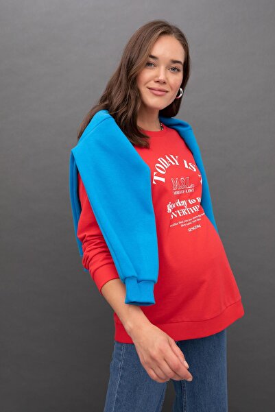 DeFacto Regular Fit Baskılı Hamile Sweatshirt Z2646az22wn