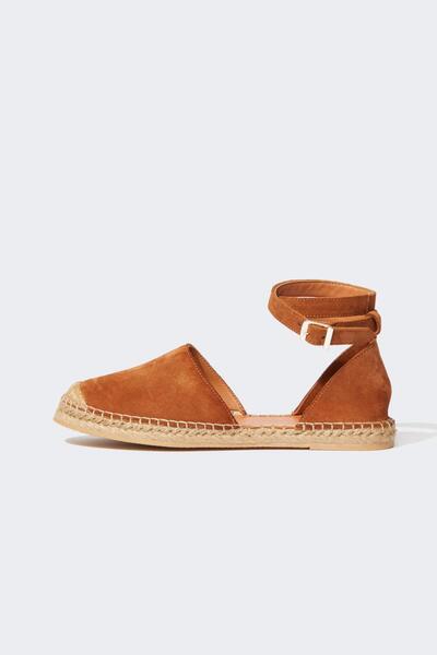 DeFacto Damen-Espadrille zum Hineinschlüpfen aus Leder und Wildleder mit flacher Sohle Z3264az23sm