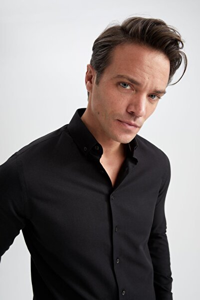 DeFacto Modern szabású texturált hosszú ujjú pamut ing R4352az23sp