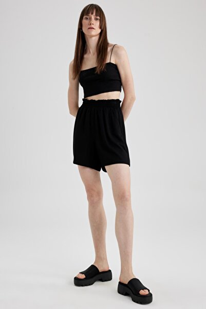 DeFacto Paperbag High Waist Wide Leg Viscose Shorts T0883az23hs