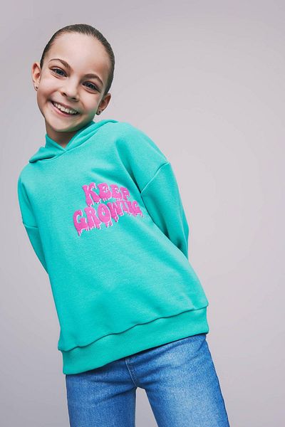 DeFacto Girl's Relax Fit Hooded Back Printed Sweatshirt Z5596a623sp
