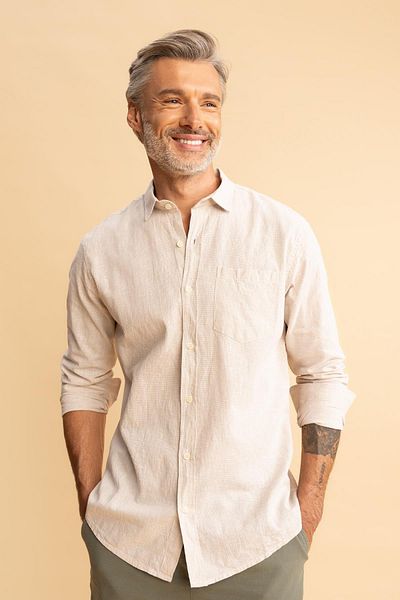 DeFacto Regular Fit Linen Blended Long Sleeve Shirt Z5578az23sm