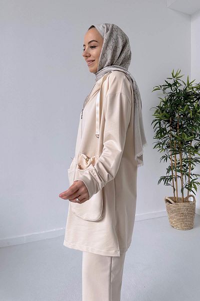Ka Hijab Two Thread Set with Bag Pocket - Beige