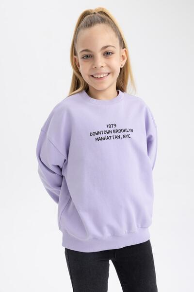 DeFacto Dívčí mikina Relax Fit Crew Neck s potiskem Z4188a623sp