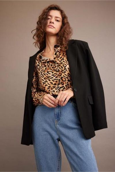 DeFacto Regular Fit Long Sleeve Leopard Patterned Shirt I8266az23sp