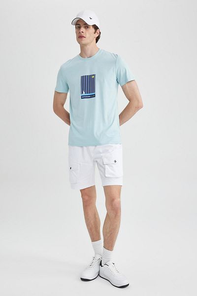 DeFacto Κοντομάνικο T-shirt Z5464az23sm Slim Fit Crew Neck με στάμπα