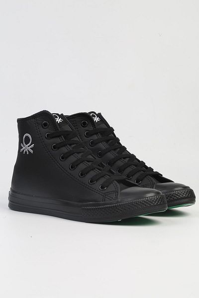 Benetton ®| BN-30751-2 - Black-Men's Faux Leather Sports Shoes