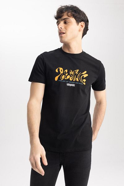 DeFacto Slim Fit Crew Neck Printed Short Sleeve 100% Cotton T-shirt Z5445az23sm
