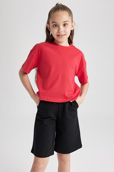 DeFacto Girl's Short Sleeve Red Basic T-Shirt Z5095A623Sm