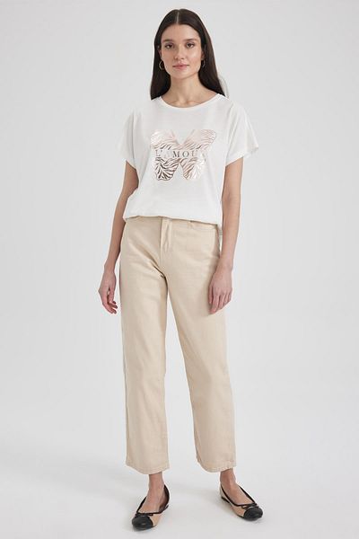 DeFacto Traditional Crew Neck Butterfly Patterned Short Sleeve T-Shirt Z6447az23sp