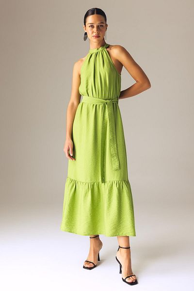 DeFacto Cross Collar Linen Look Sleeveless Maxi Dress U7045az23sm