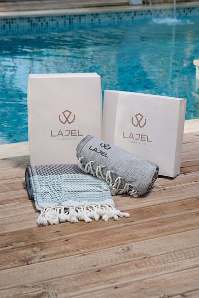 Lajel مجموعة فاخرة مكونة من قطعتين 100% قطن بيشتيمال للشاطئ والبحر ومنشفة سبا 90x170