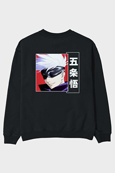 Ankhises SATORU GOJO Anime Back Štampano Crna Oversize kroj Dukserica Muškarc...