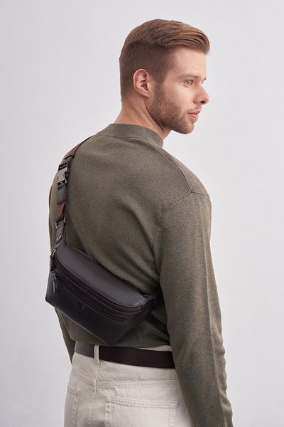 Eminsa Men's Brown Leather Side Shoulder Bag
