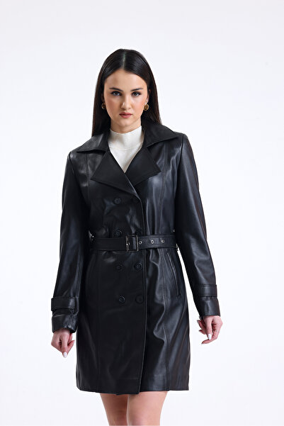 LİDYA DERİ 7407 Hakiki Deri Kadın Trençkot