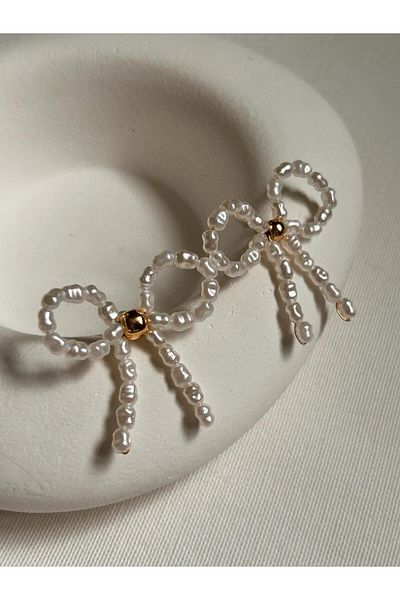 Rossetto Atelier Imported Pearl Bow Earrings