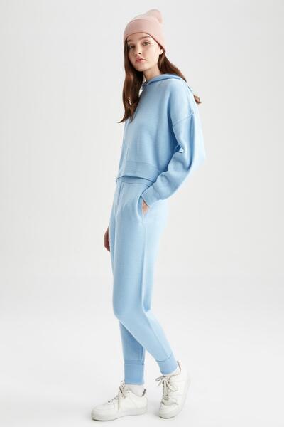 DeFacto Základní pletené kalhoty Jogger - rovný pas s elastickými nohavičkami a kapsami Z7002Az22Wn