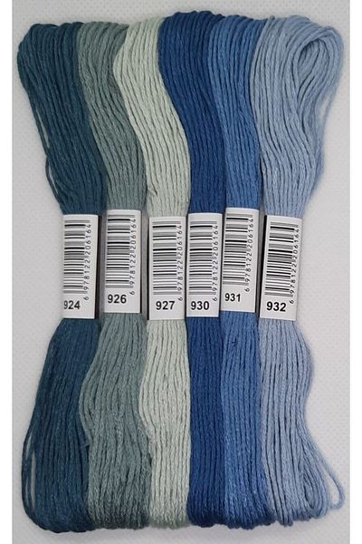 ALMİŞ 6 Pieces Cross Stitch 8 Meters 6 Layers Different Colors Cross Stitch Embroidery Rococo Thread-924 932