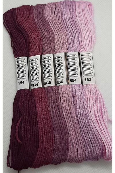 ALMİŞ 6 Pieces Cross Stitch 8 Meters 6 Layers Different Colors Cross Stitch Embroidery Rococo Thread-154 153
